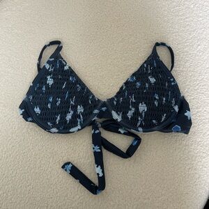 Navy Floral Bikini Top